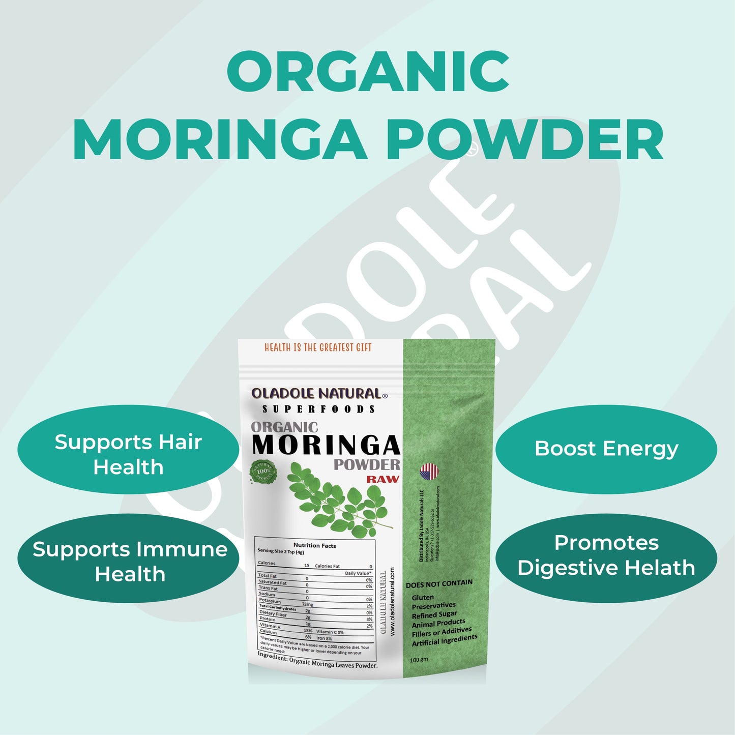 Oladole Natural Organic Moringa Leaf Powder 100 gm