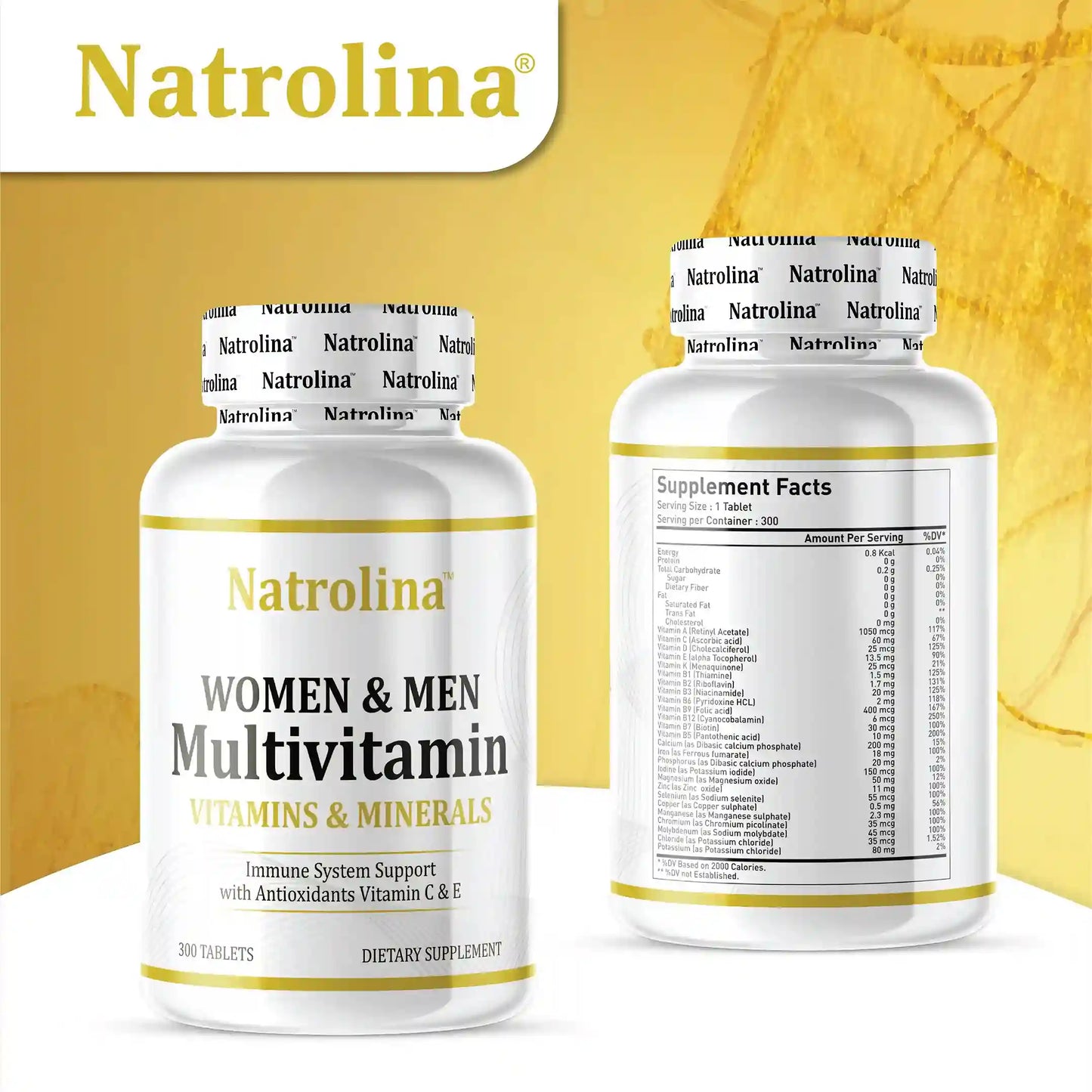 Natrolina Adults Multivitamin for Men & Women | 300 Tablets