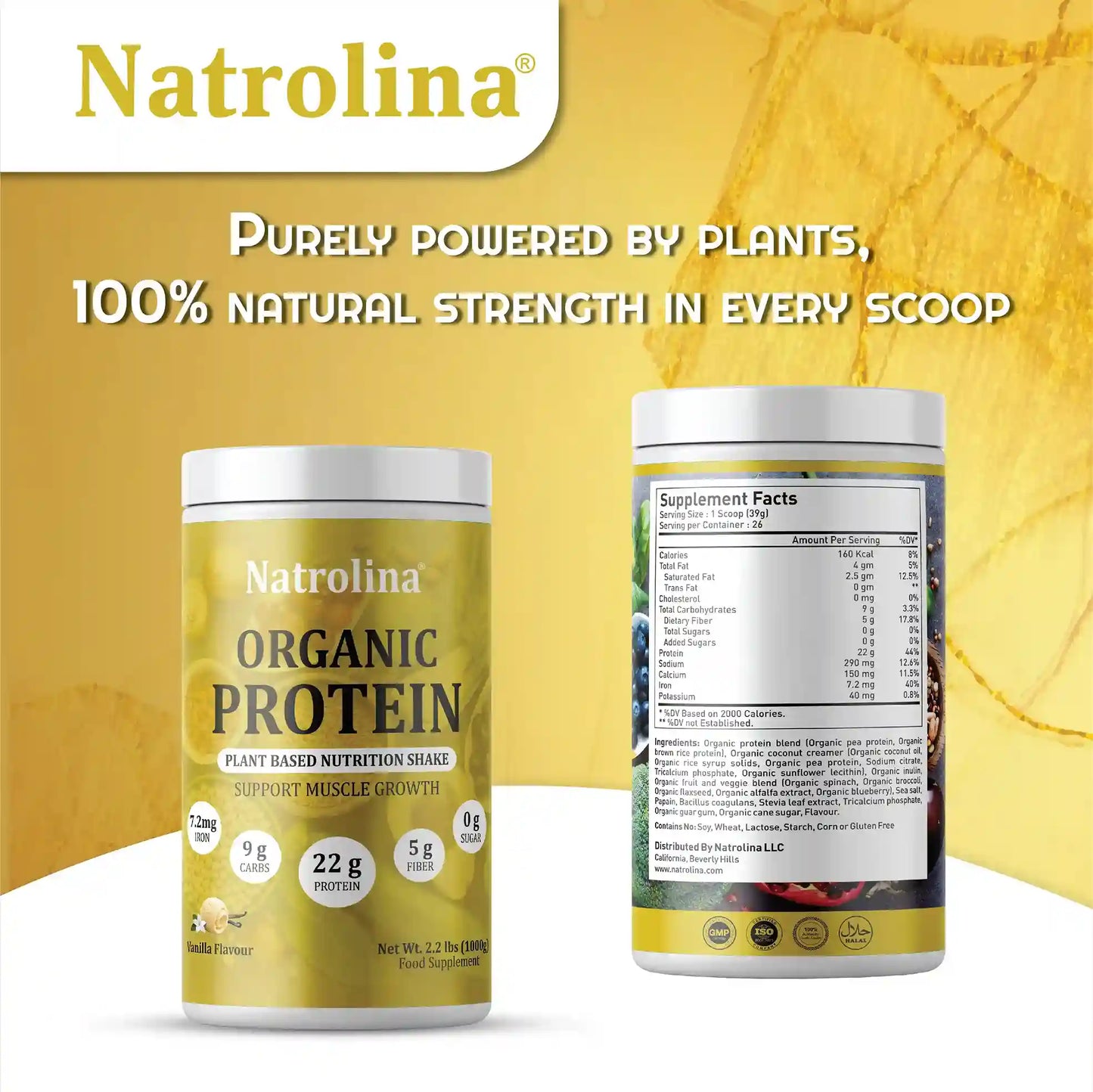 Natrolina Organic Protein Powder - Vanilla 1kg