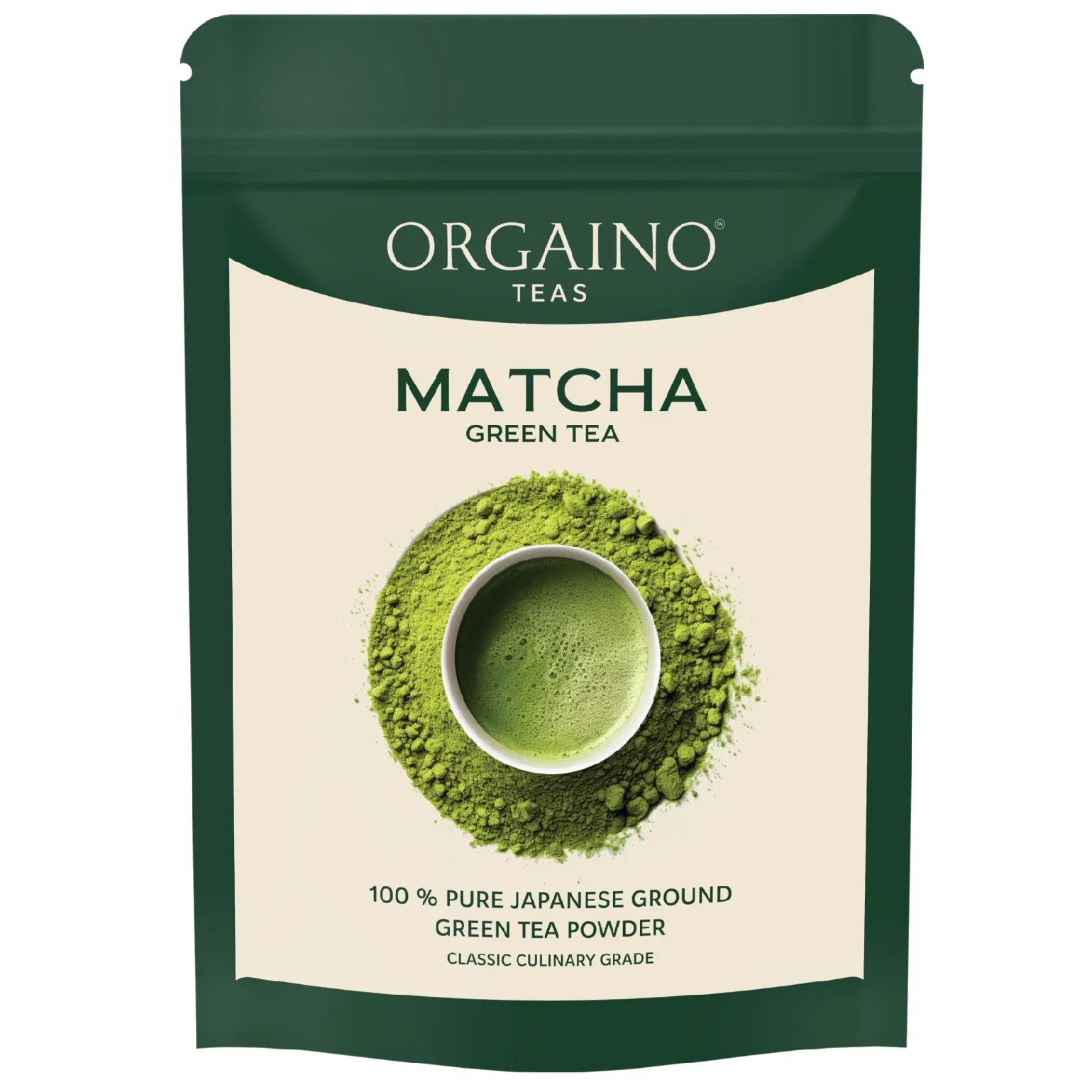 مسحوق شاي الماتشا الأخضر الخام من أورجينو (50 جم، 25 كوبًا)