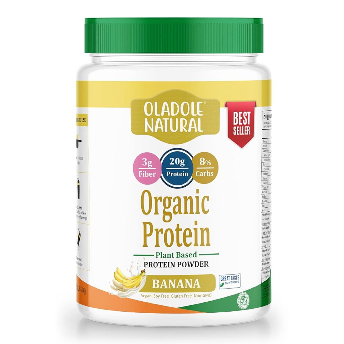 Oladole Natural Plant Based Organic Protein Powder - 1kg (Banana)