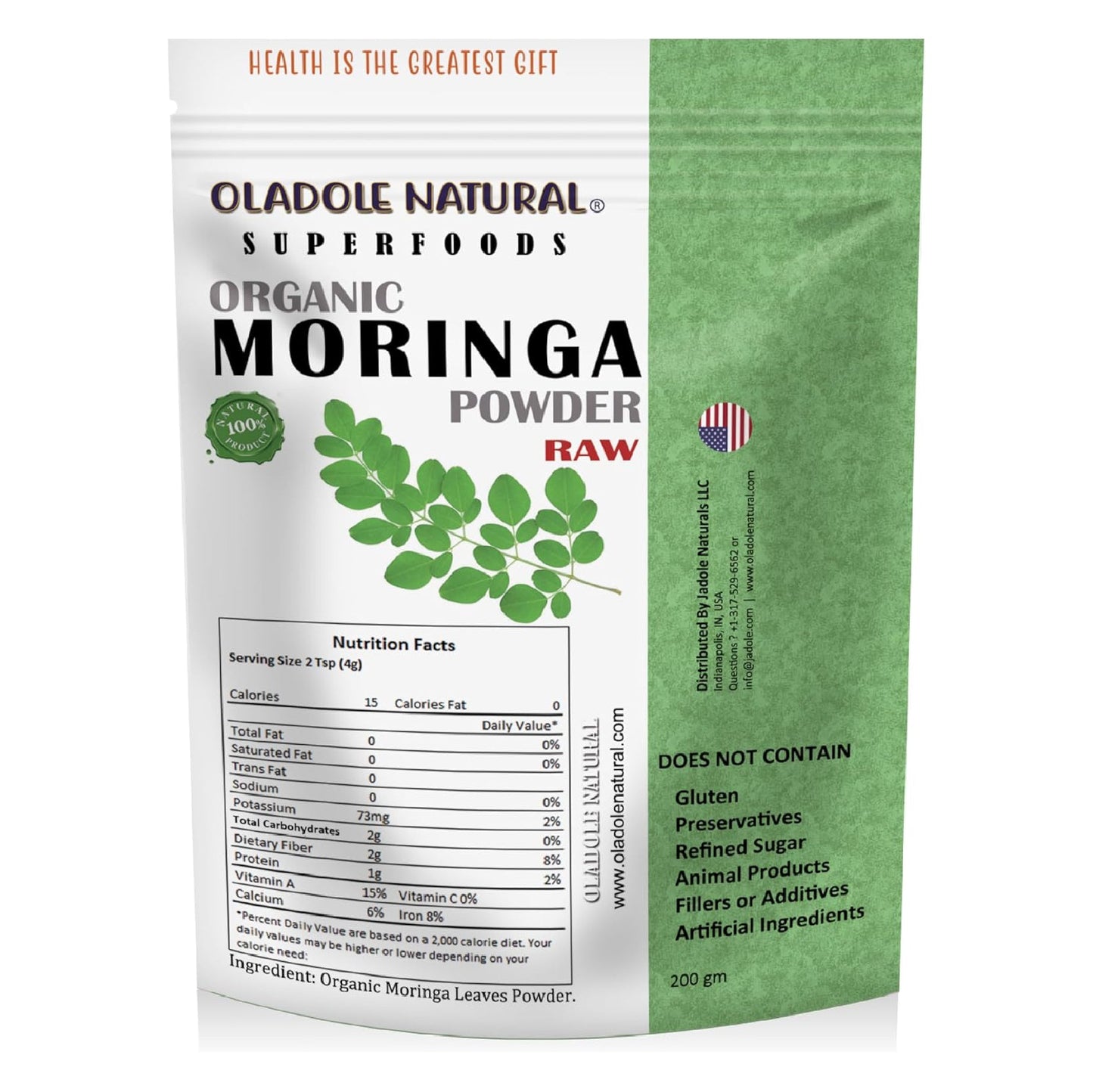 Oladole Natural Raw Organic Moringa Leaf Powder 200g