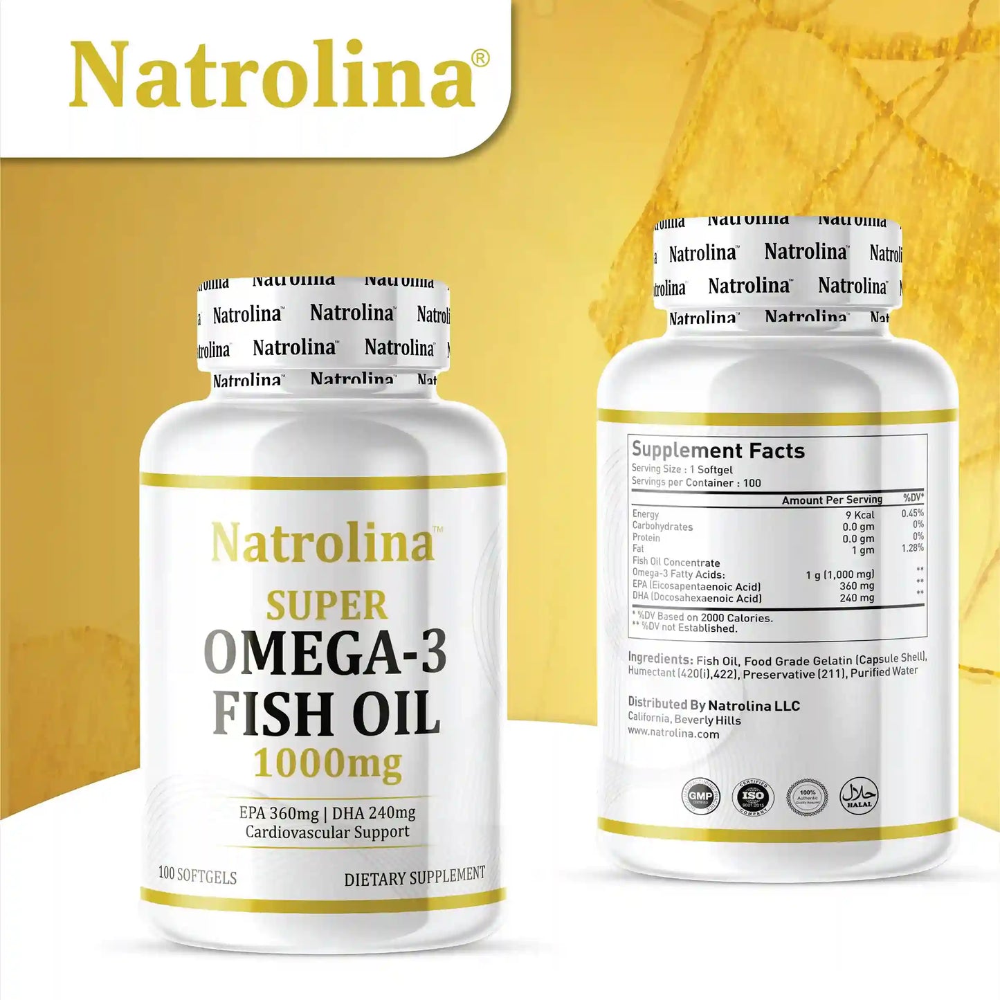 Natrolina Super Omega 3 Fish Oil 1000mg 100 Softgels
