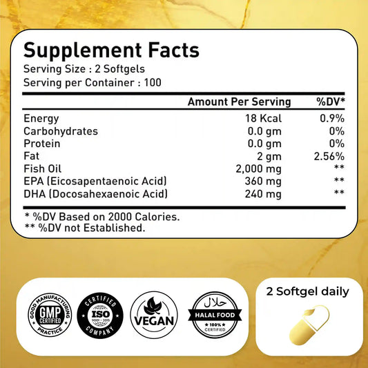 Natrolina Omega 3 Fish Oil 2000mg, double Strength