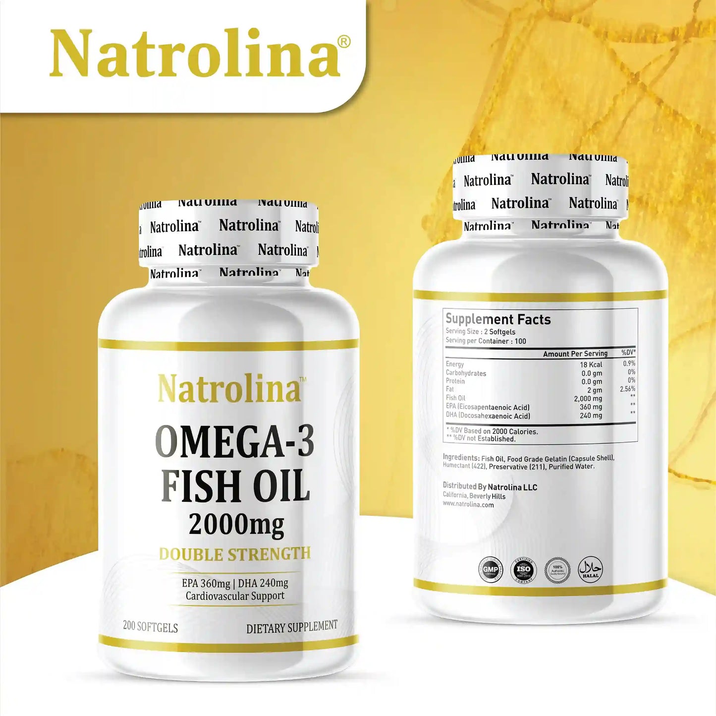 Natrolina Omega 3 Fish Oil 2000mg, double Strength