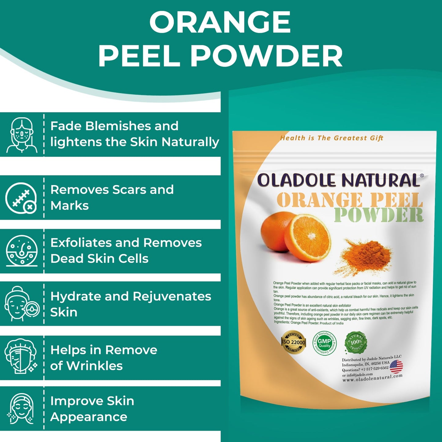 Oladole Natural Orange Peel Powder 100% Pure and Natural