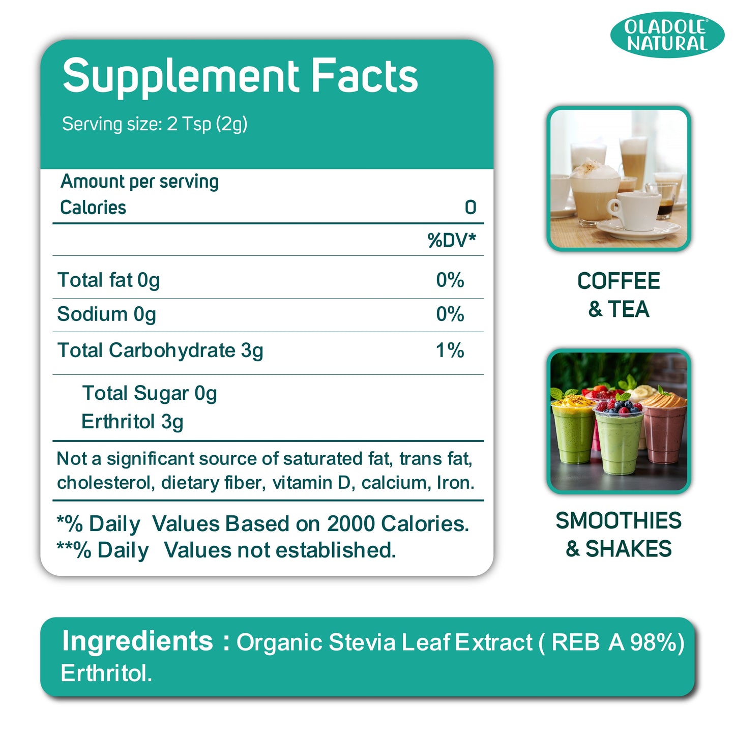 Oladole Natural Organic Stevia Sweetener Blend 200g