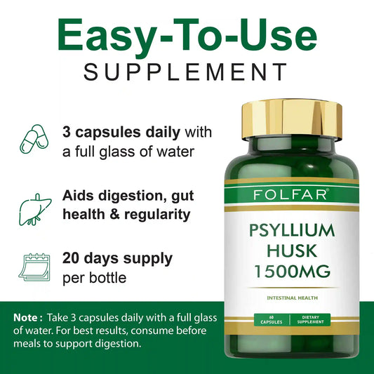 Folfar Psyllium Husk – 60 Capsules
