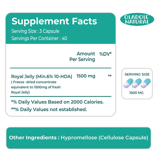 Oladole Natural Royal Jelly 1500mg - 120 Capsules