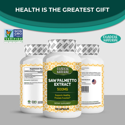 Oladole Natural Saw Palmetto Extract 500mg 120 Capsules