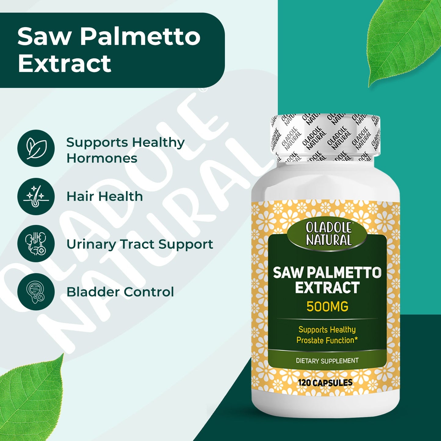 Oladole Natural Saw Palmetto Extract 500mg 120 Capsules