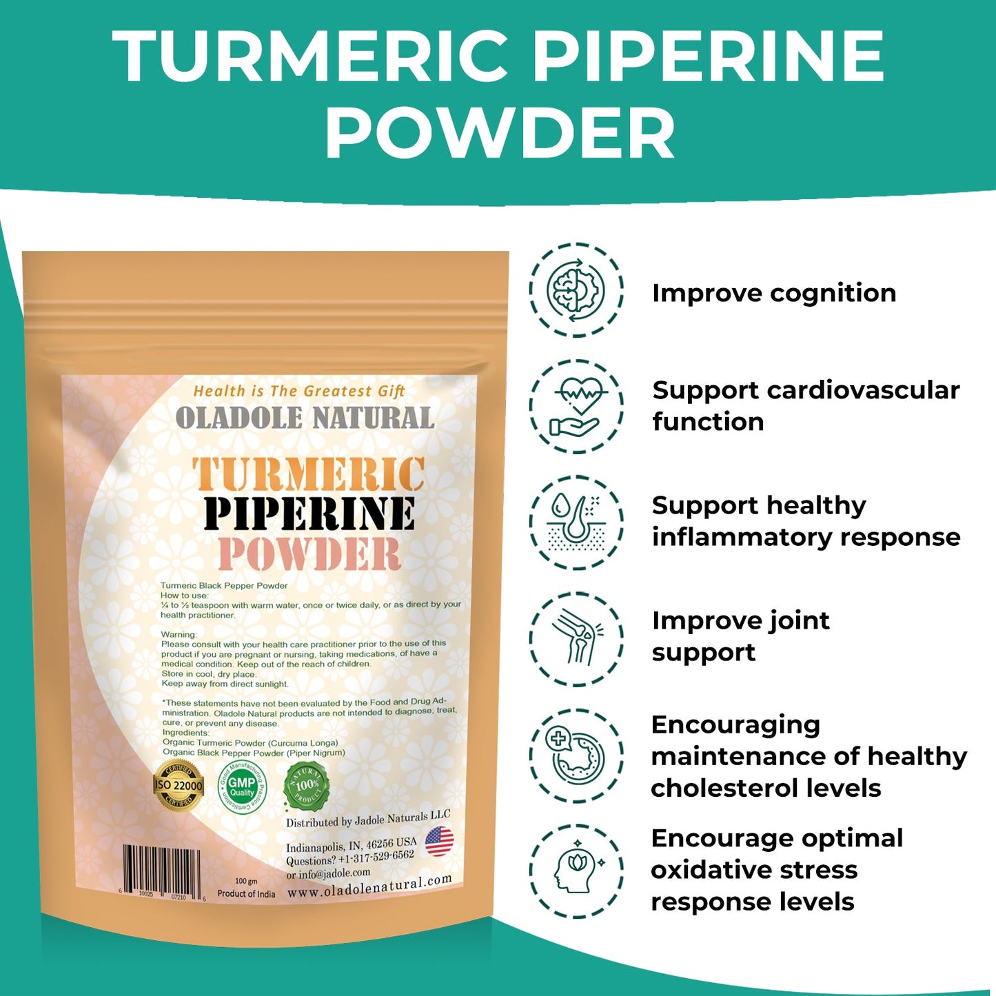 Oladole Natural Turmeric Black Pepper Powder 100g