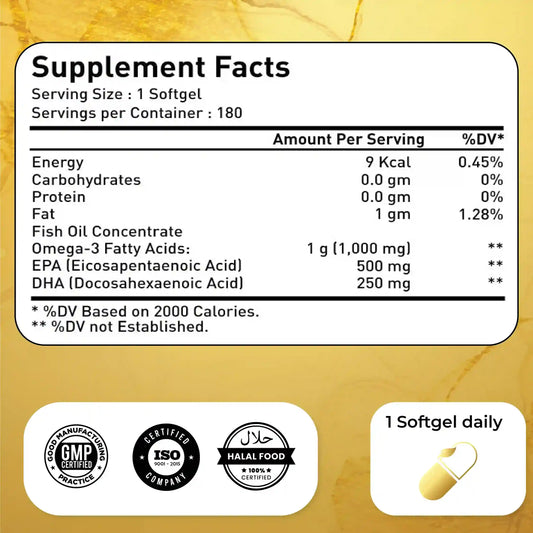 Natrolina Ultra Omega 3 Fish Oil 1000mg, 180 Softgels