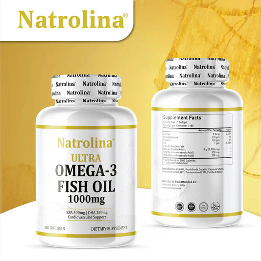 Natrolina Ultra Omega 3 Fish Oil 1000mg, 180 Softgels