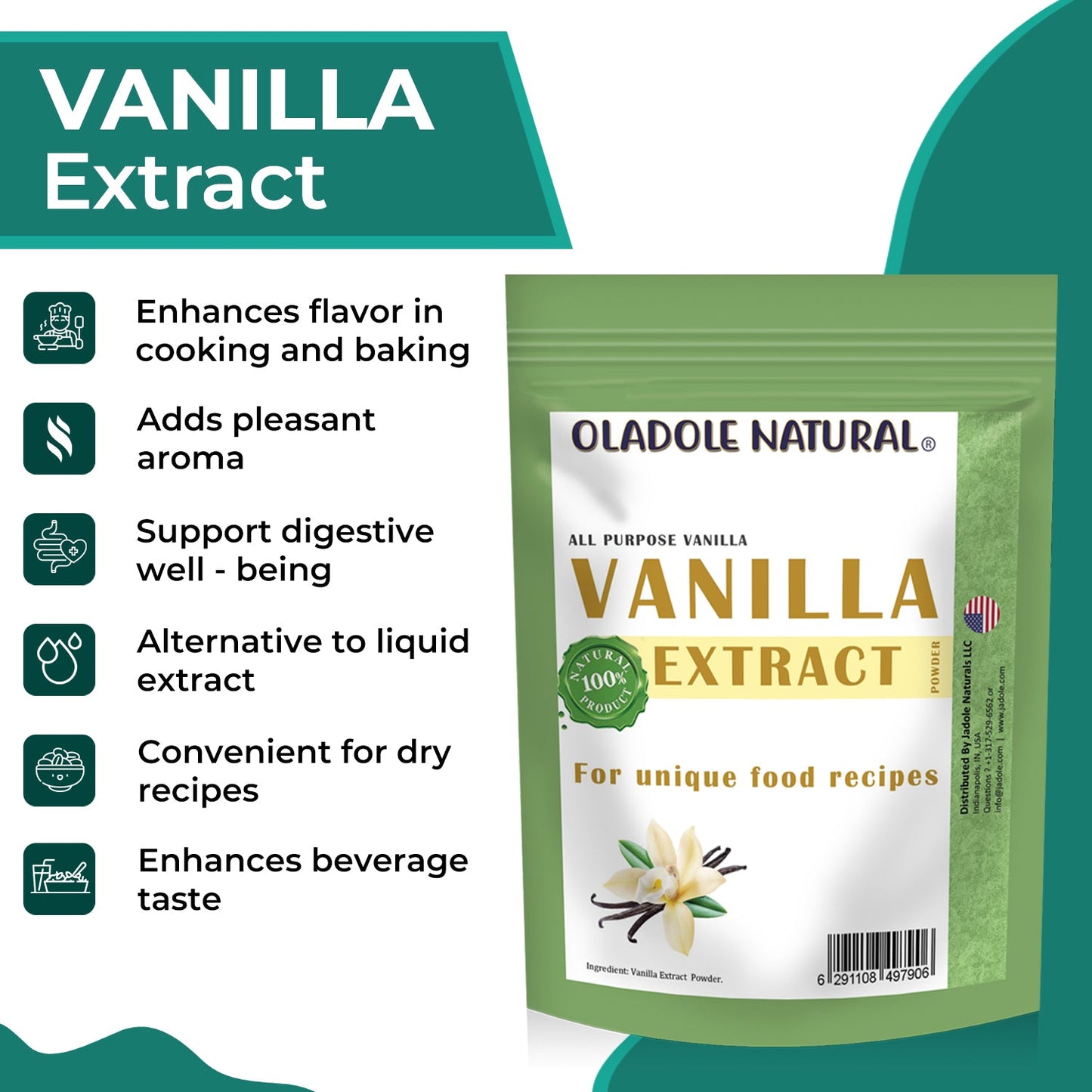 Oladole Natural Vanilla Extract Powder 50g