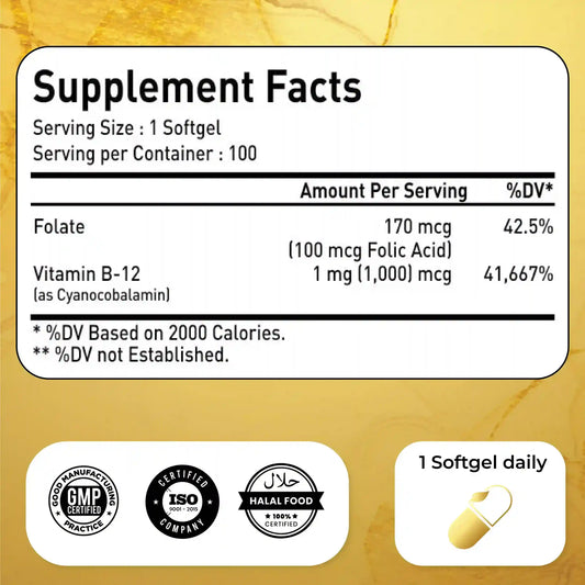 Natrolina Vitamin B12 1000 mcg 100 Softgels