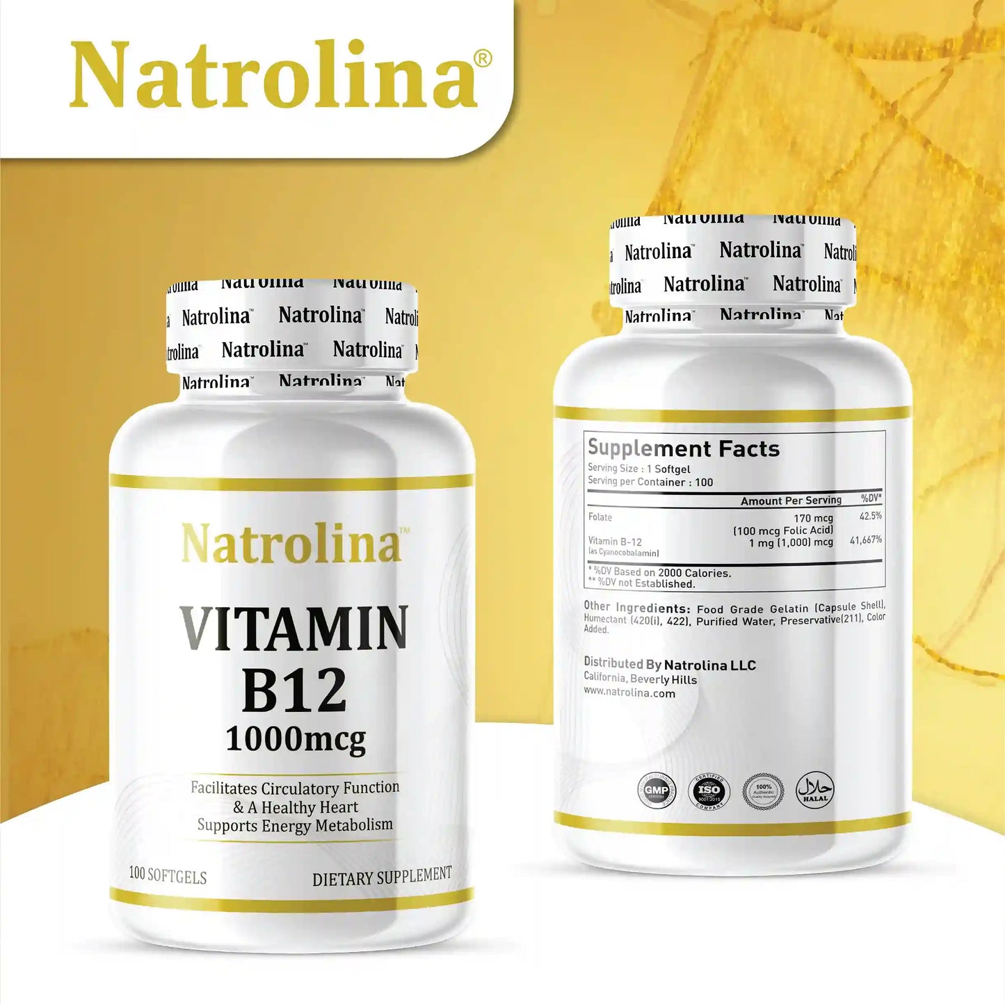 Natrolina Vitamin B12 1000 mcg 100 Softgels