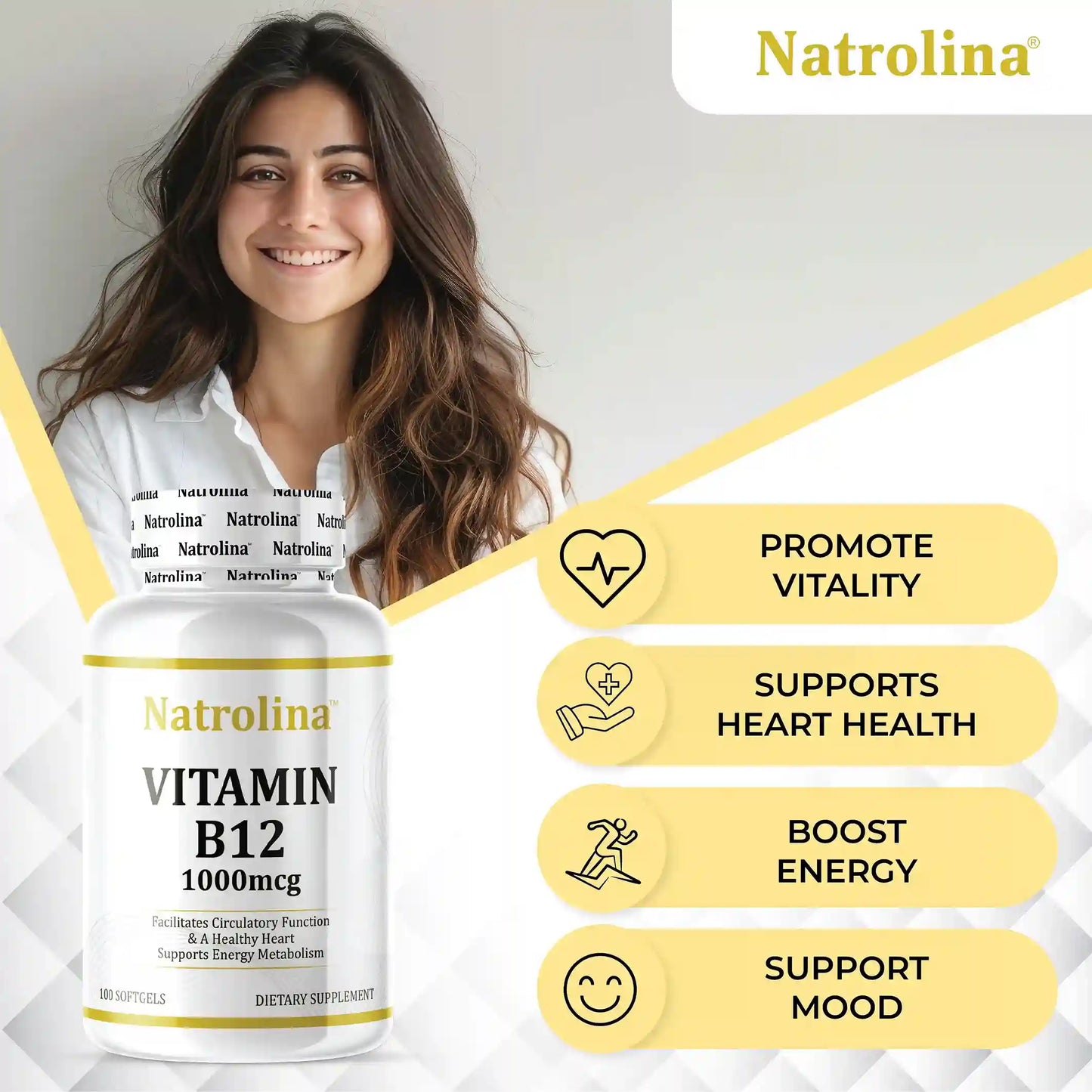 Natrolina Vitamin B12 1000 mcg 100 Softgels