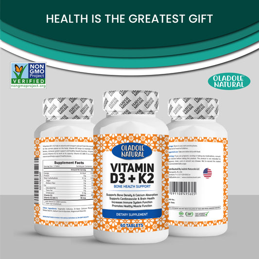 Vitamin D3 5000 IU + K2 Bone Health Support 60 Softgels