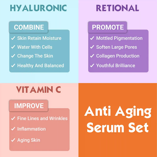Aitnaturals Anti Aging Set with Vitamin C Retinol and Hyaluronic Acid