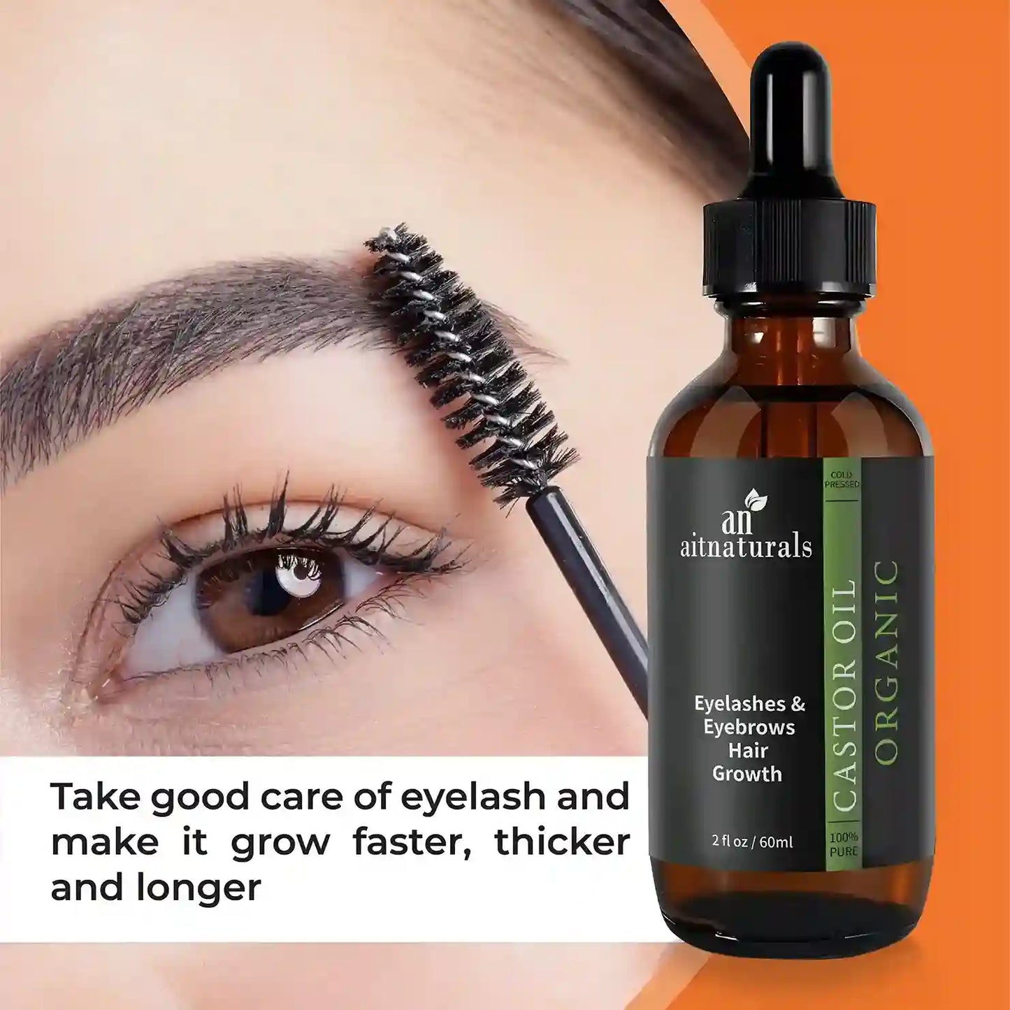 Aitnaturals Castor Oil for Eyelashes & Hair Growth, 60ml
