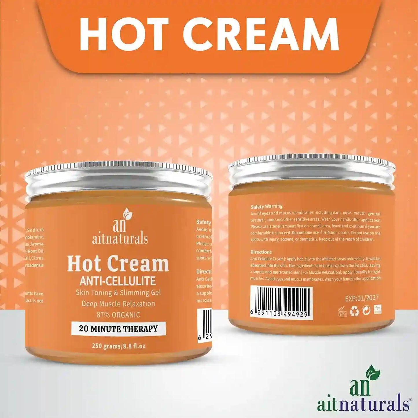 Aitnaturals Hot Cream for Anti-Cellulite, Skin Toning & Slimming Gel