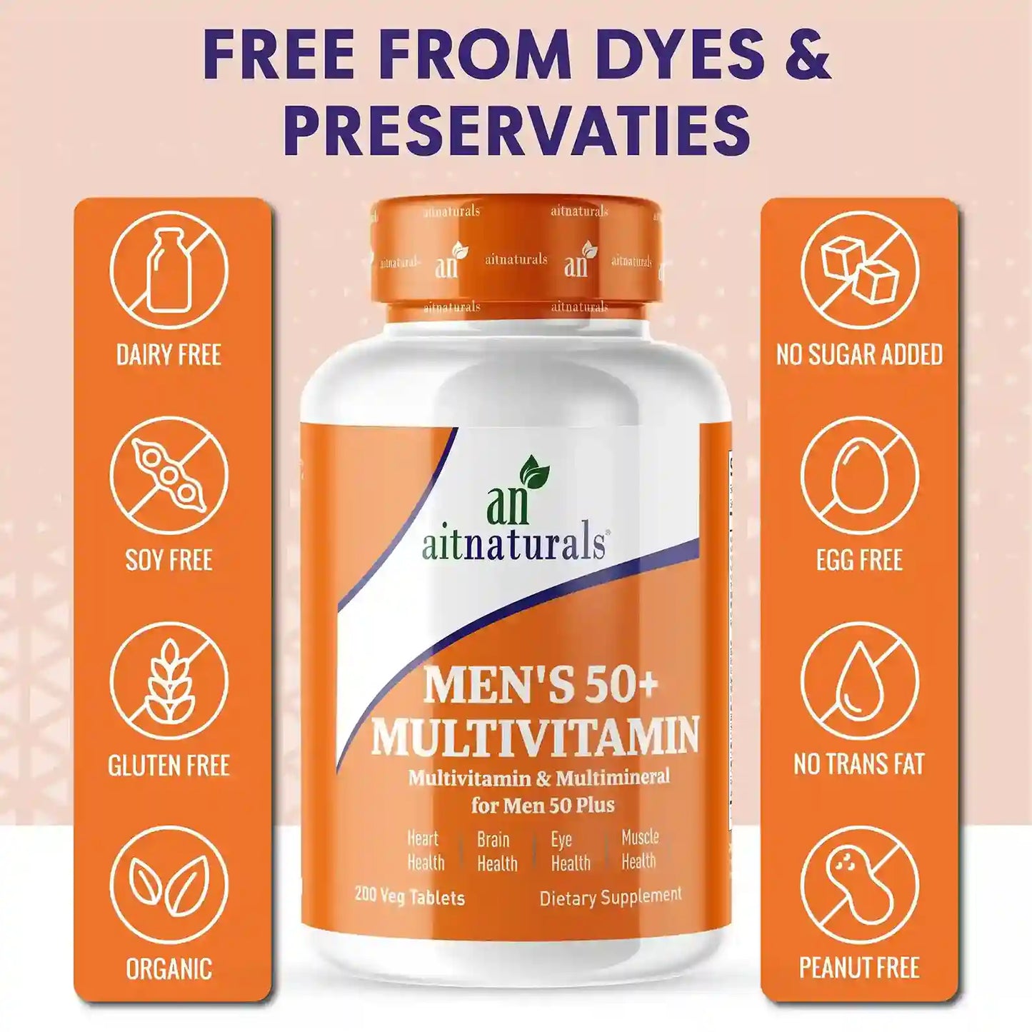 Aitnaturals Mens 50+ Multivitamin - 5000 mg (200 Tablets)