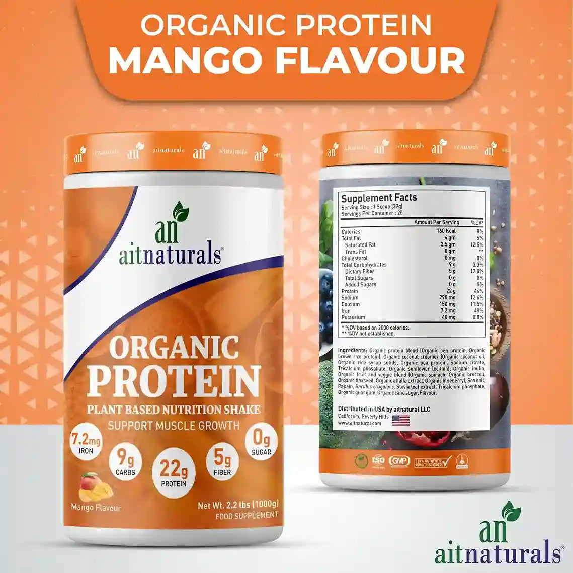 Aitnaturals Organic Protein - Mango Flavour