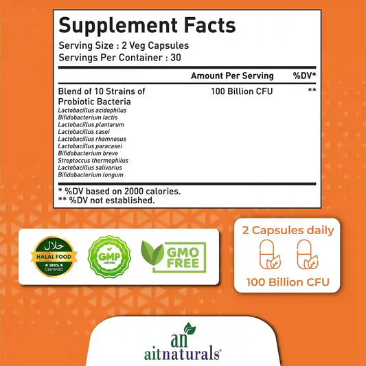 Aitnaturals Probiotic 10-100 Billion (60 Capsules)