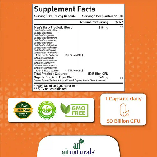 Aitnaturals Probiotics Men's - 50 Billion