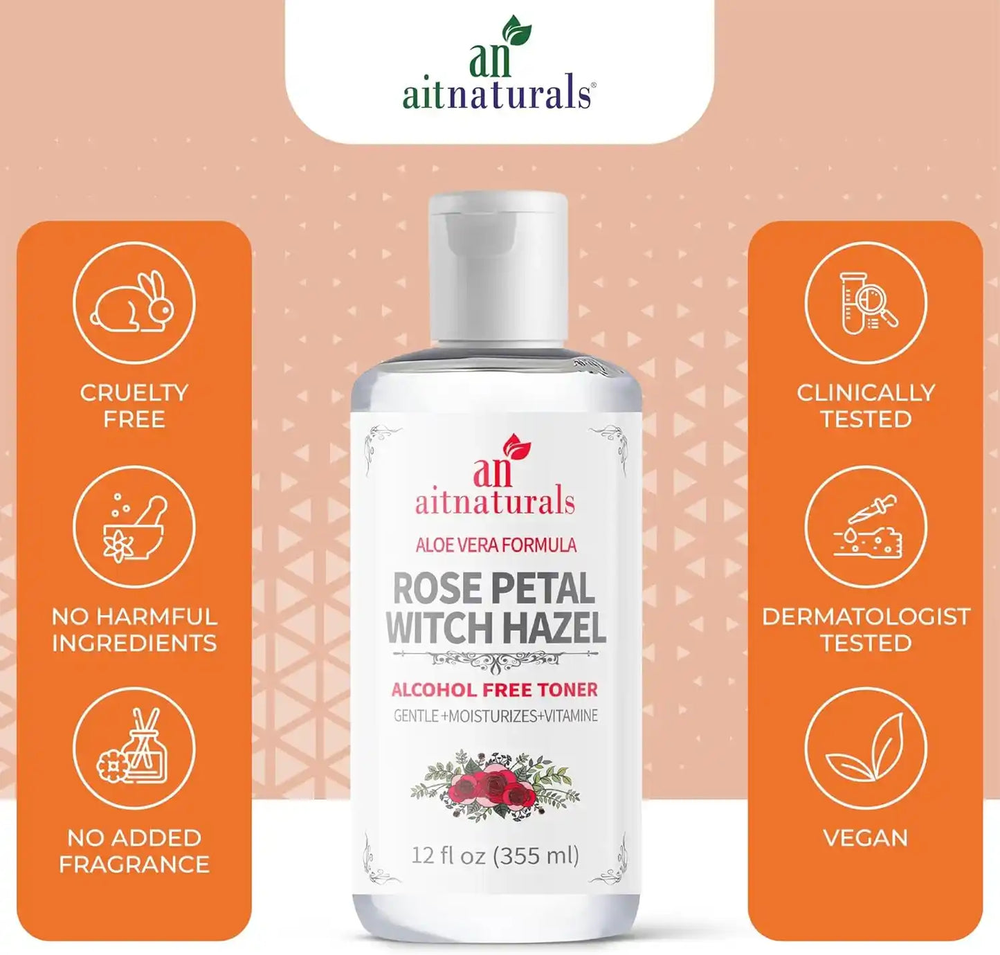 Aitnaturals Rose Petal Witch Hazel Toner
