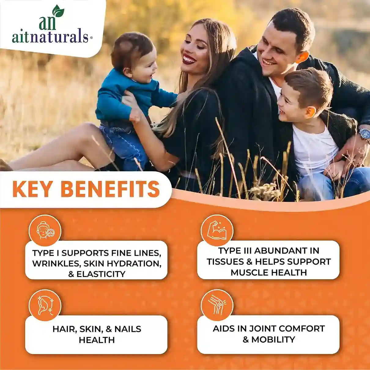 Aitnaturals Super Collagen Peptides Powder Type I & III