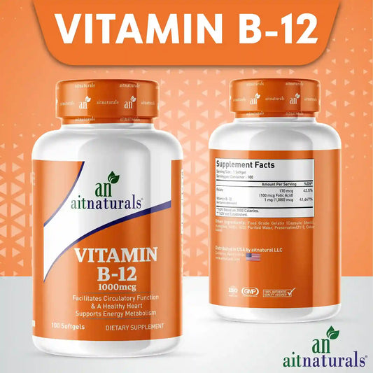 Aitnaturals Vitamin B12 (1000mcg)-100 Softgels