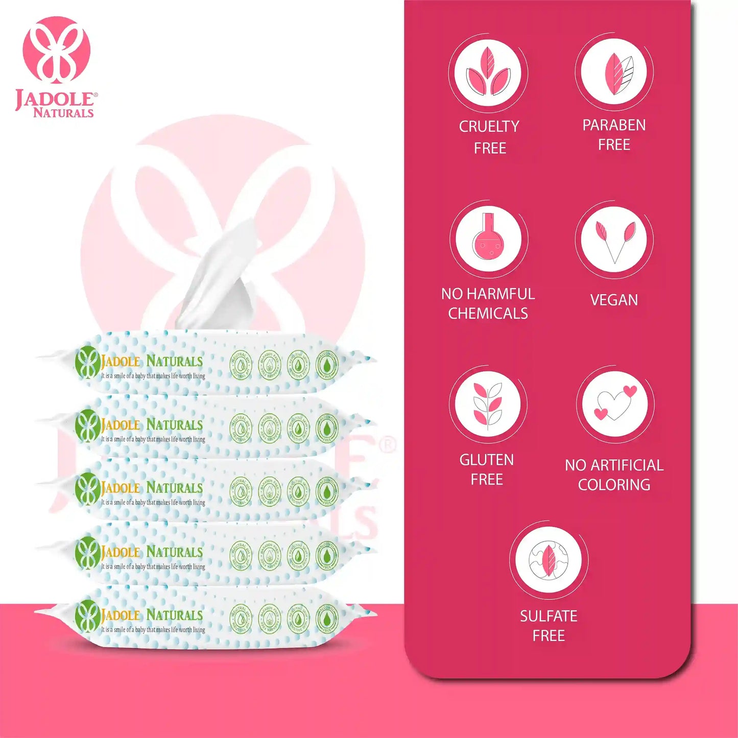 Jadole Naturals Baby Wipes Pack of 6