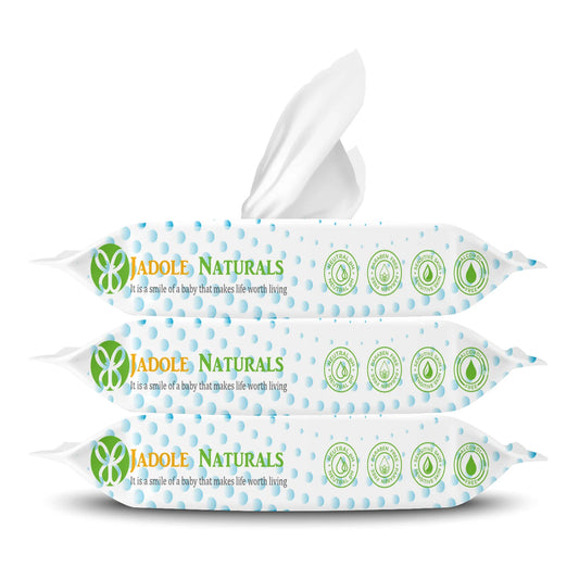 Jadole Naturals Baby Wipes Pack of 3, 180 count