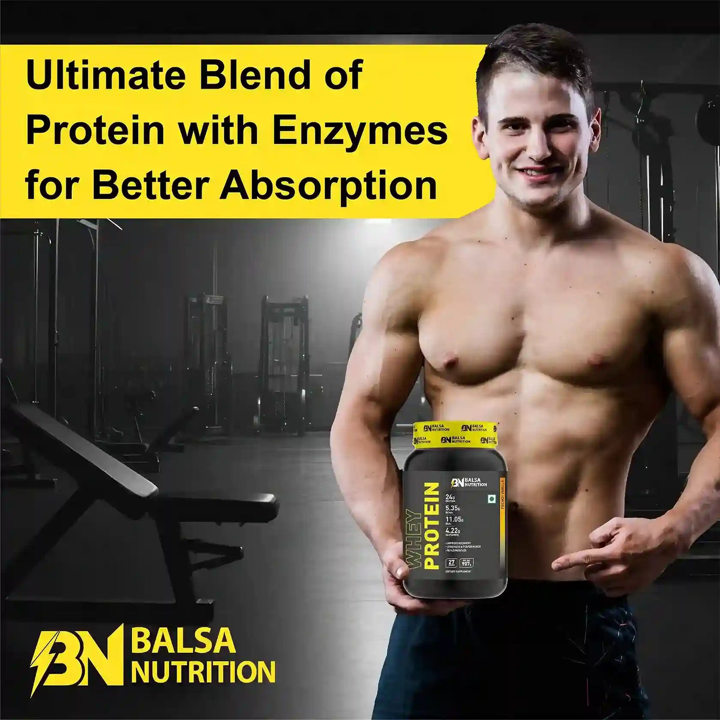 Balsa Nutrition Whey Protein Powder 907g Delicious Strawberry