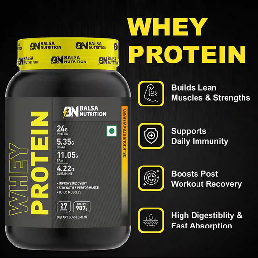 Balsa Nutrition Whey Protein Powder 907g Delicious Strawberry