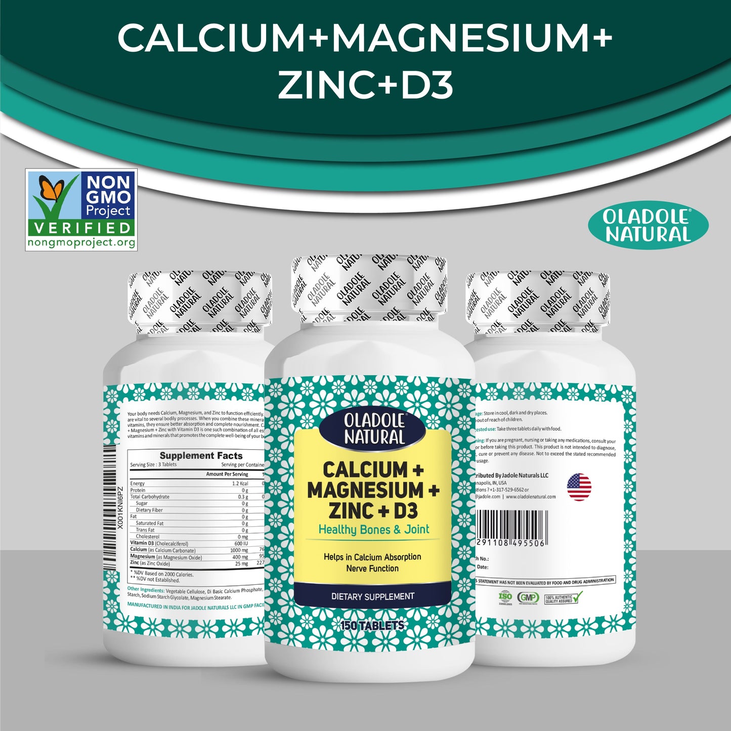 Calcium, Magnesium, Zinc & Vitamin D Supplement 150 Softgels