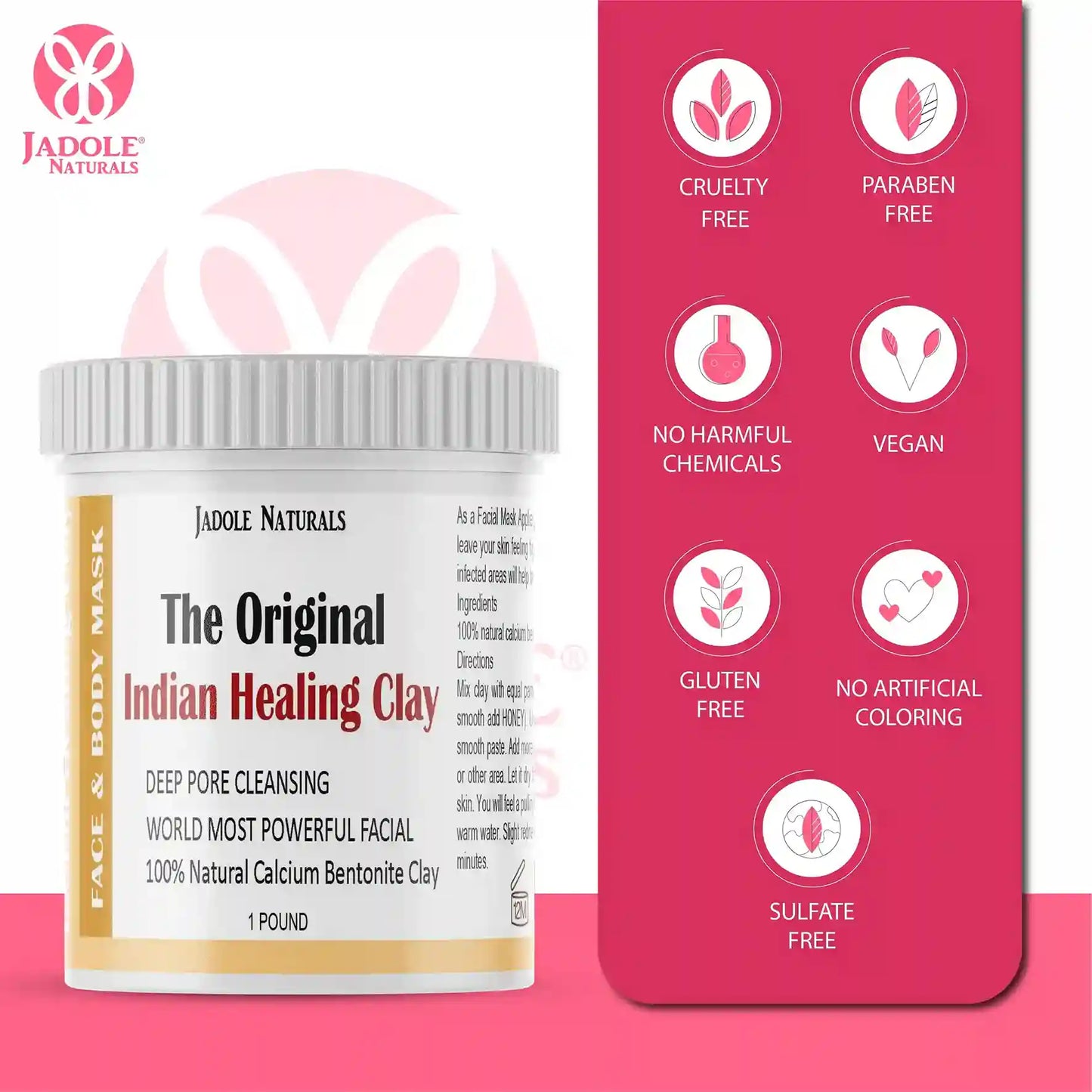 Jadole Naturals Indian Healing Clay 1 Pound