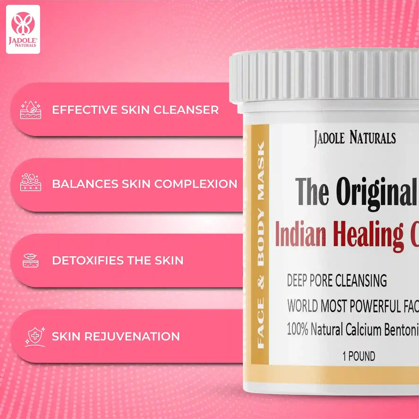 Jadole Naturals Indian Healing Clay 1 Pound