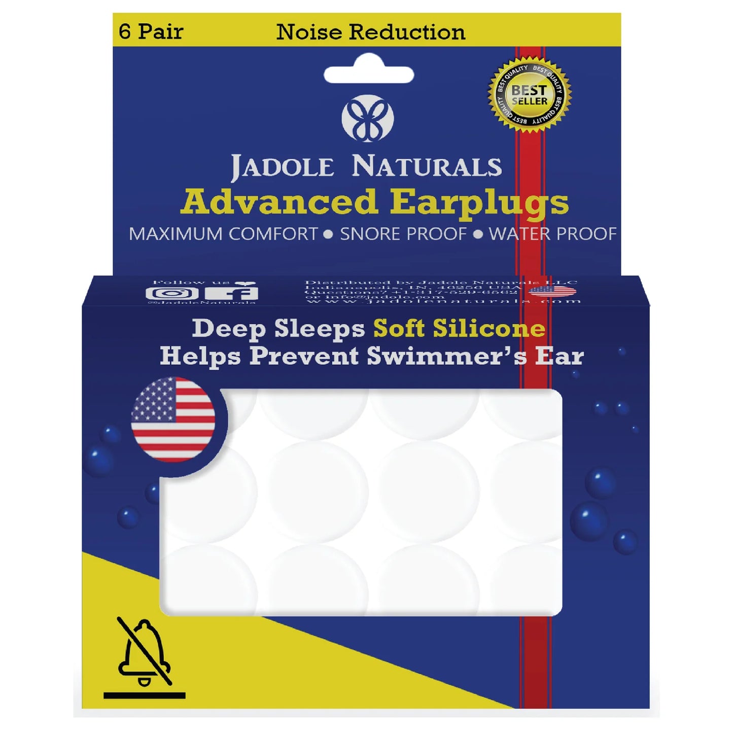 Jadole Naturals Advanced Earplugs For Noise Reduction - 6 Pair