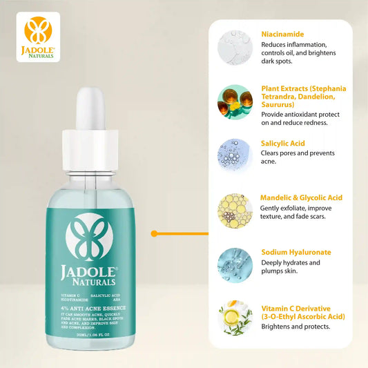 Jadole Naturals Anti Acne Essence Serum with Vitamin C, Salicylic Acid 30ml