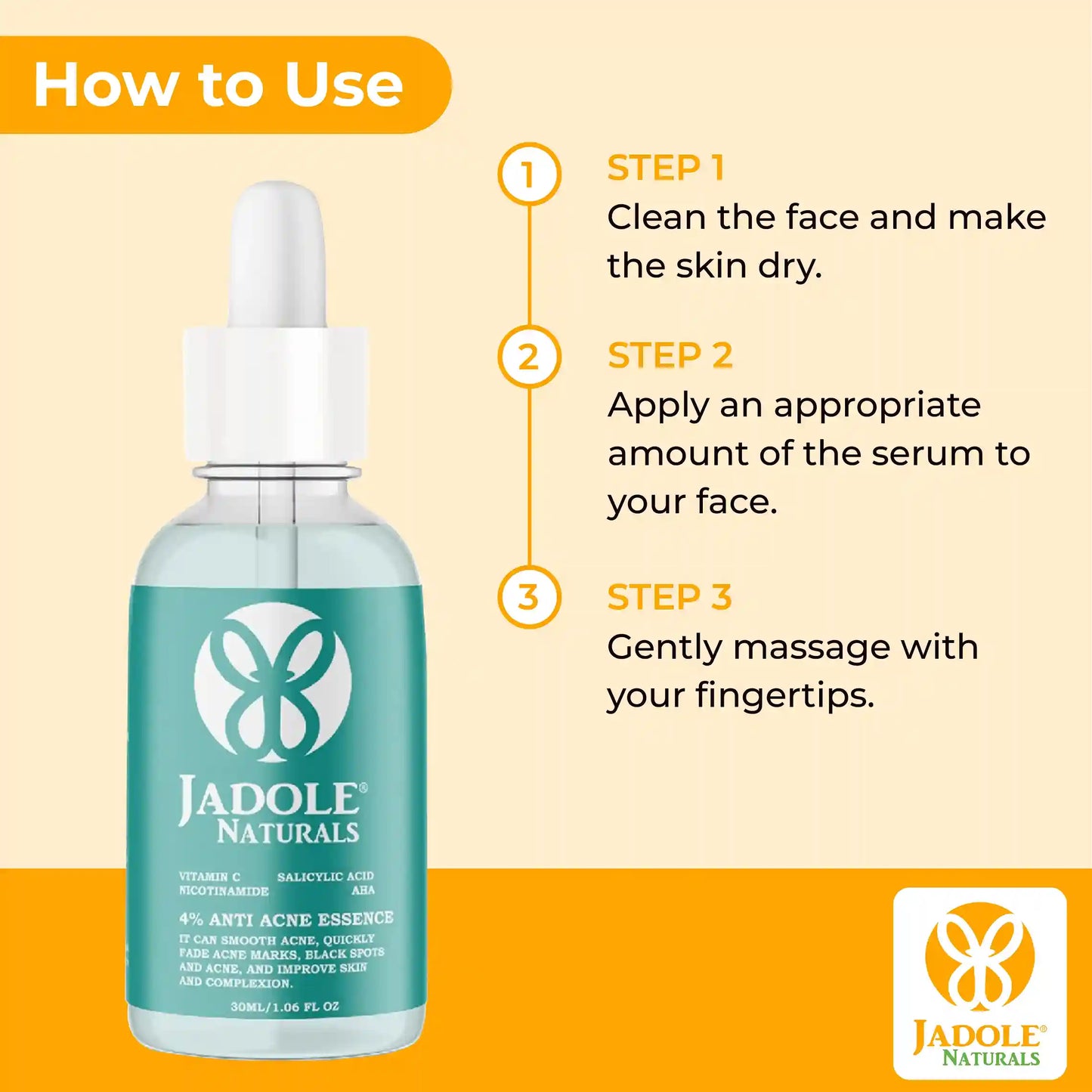 Jadole Naturals Anti Acne Essence Serum with Vitamin C, Salicylic Acid 30ml