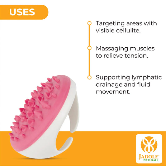 Jadole Naturals Anti Cellulite Bath Brush for Smooth Skin with massage oil