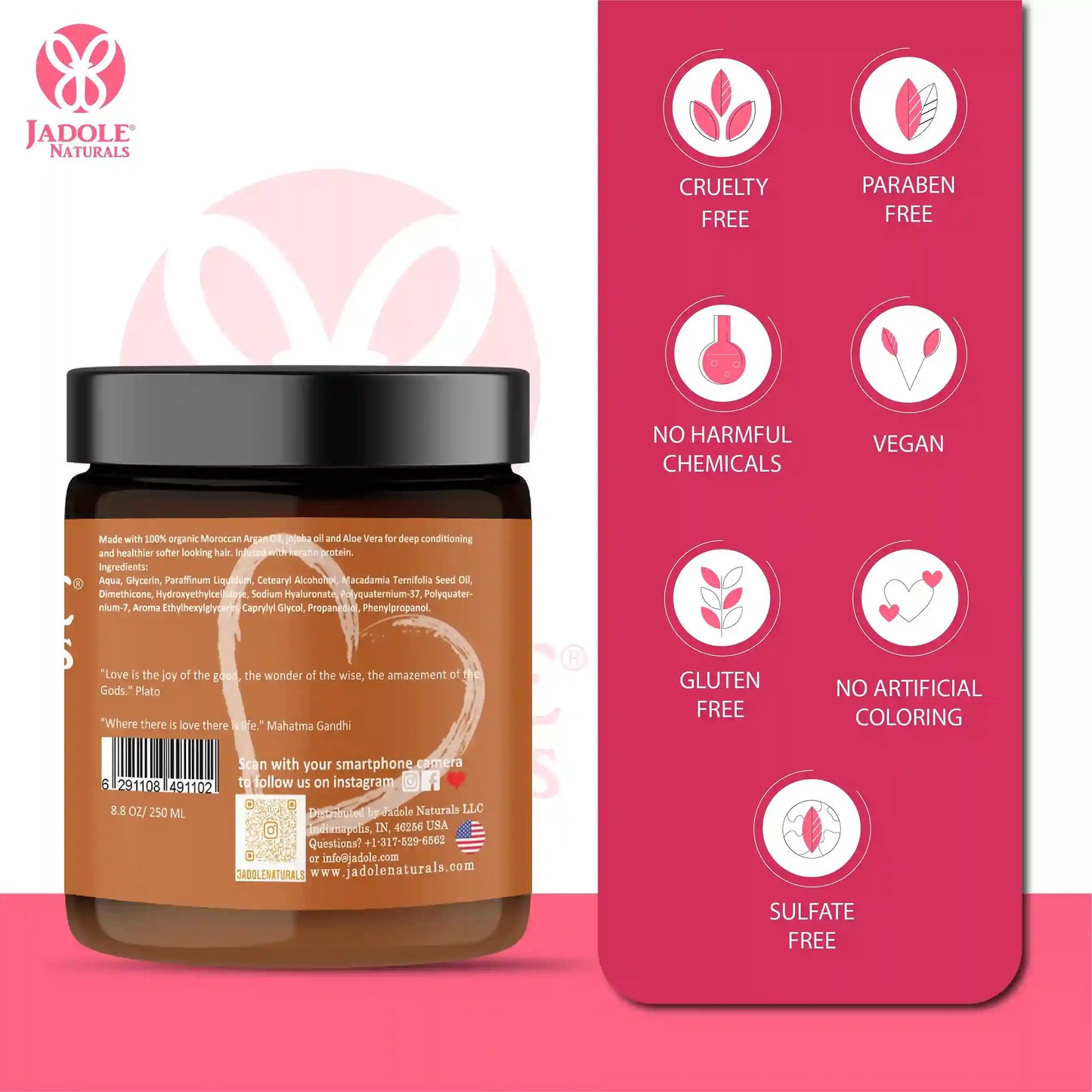 Jadole Naturals Hydrating Argan Oil Hair Mask 250ml