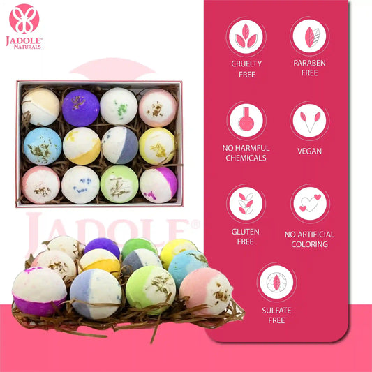 Jadole Naturals Luxury Organic Bath Bombs  with Rich Bubbles & Colors 720g