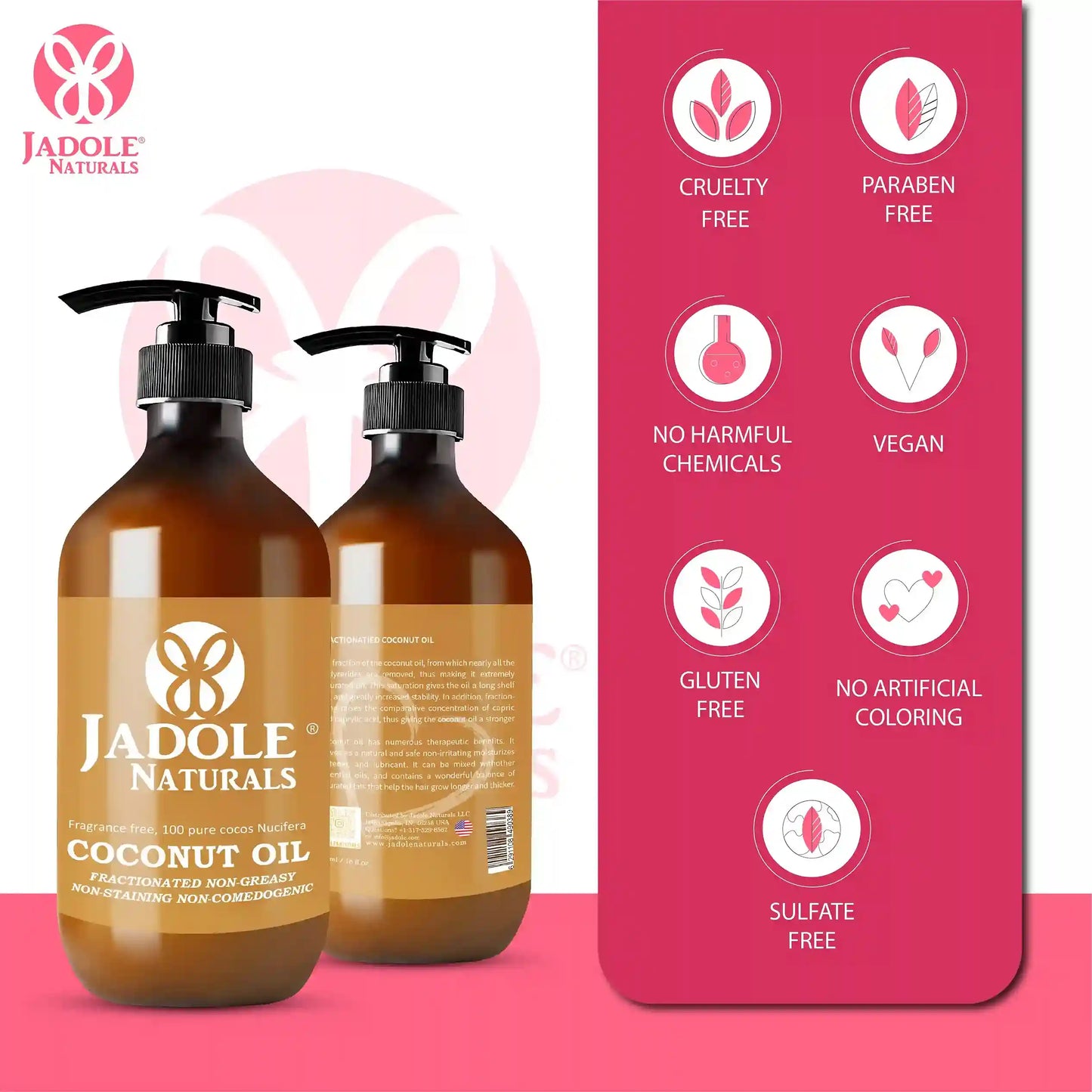 Jadole Naturals Organic Coconut Oil for Hair & Skin 437ml