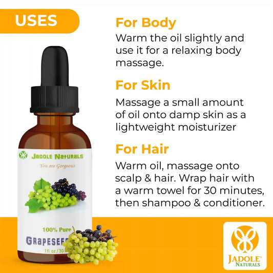 Grapeseed Oil For Skin, Hair & Massage 30ml