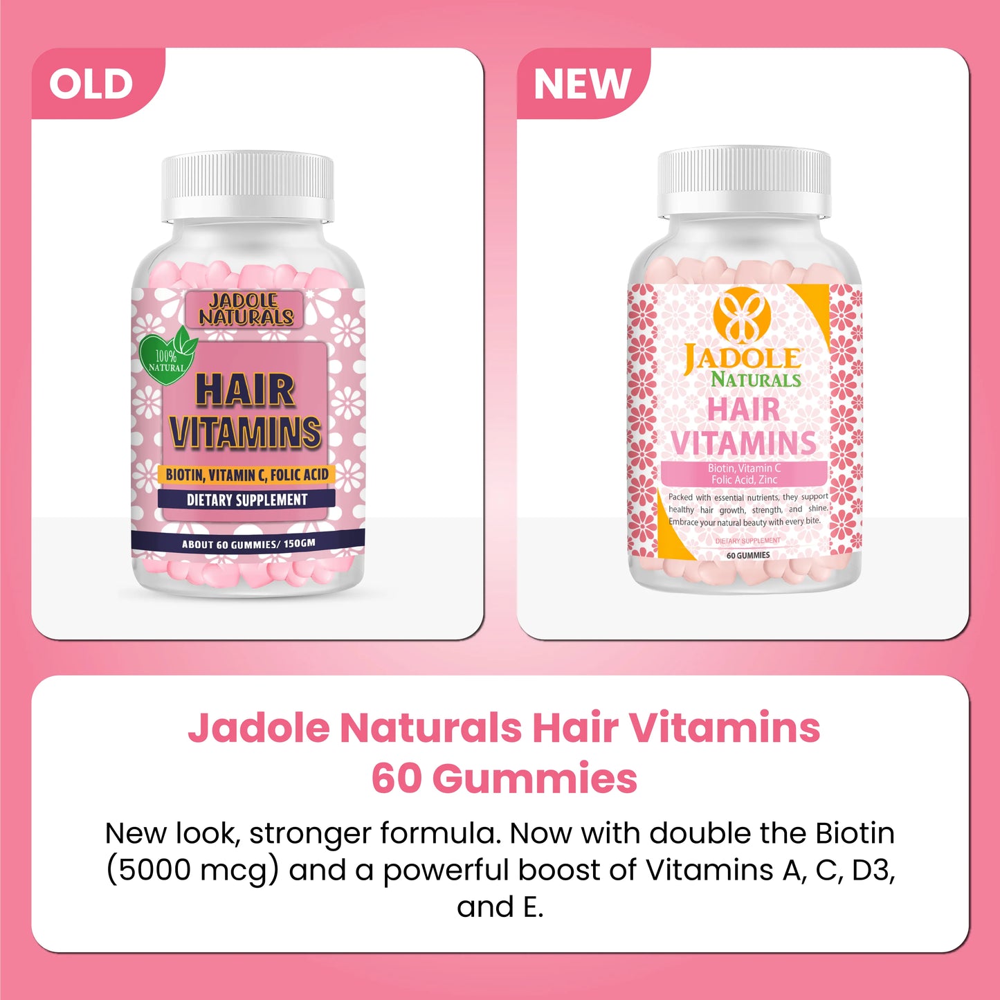 فيتامينات الشعر جادول ناتشورالز، 60 علكة مع فيتامين سي والبيوتين وحمض الفوليك