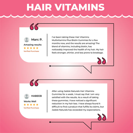Jadole Naturals Hair Vitamins 60 Gummies with Vitamin C, Biotin & Folic Acid